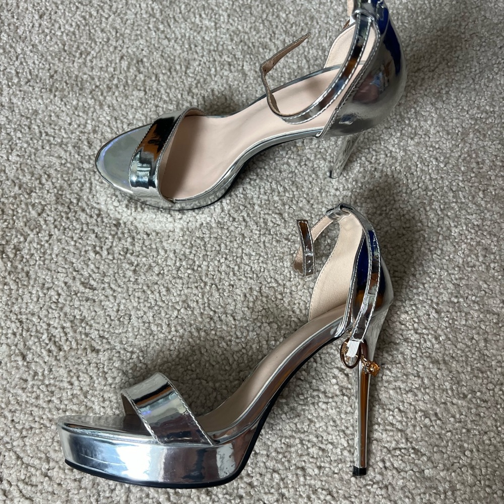 Silver High Heel Sandals